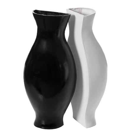 Uniquewise QI003999.2 24.5 x 22 x 12 in. Decorative Split Vase Duo Floor Vase Black & White - Set of 2
